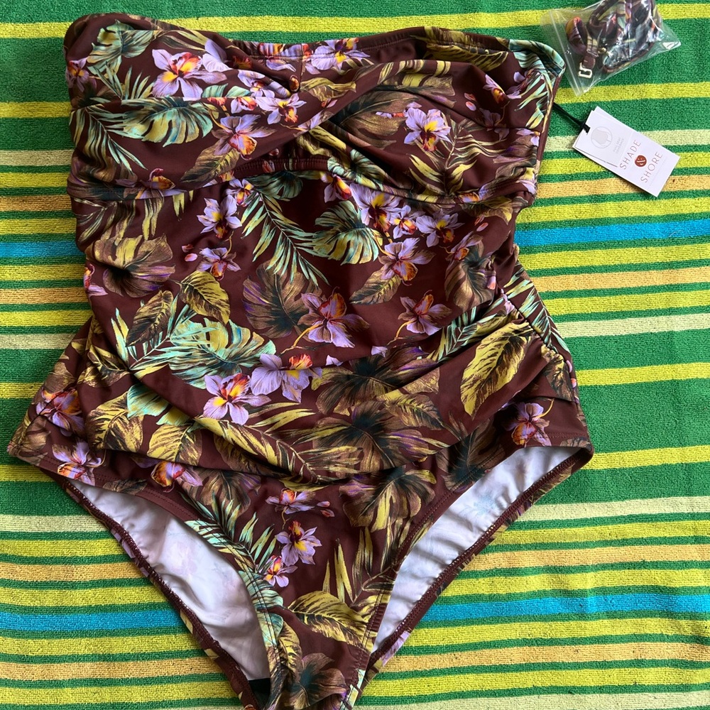 Shade & Shore Kids Swim One Piece - Floral and Leaf Print
